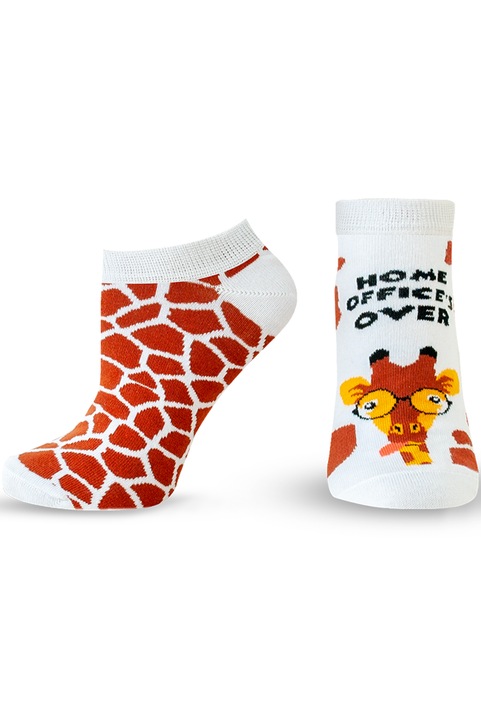 Мъжки дизайнерски чорапи с къс конч от пениран памук Agiva Happy Foottopia, Бял/Кафяв, 43-46