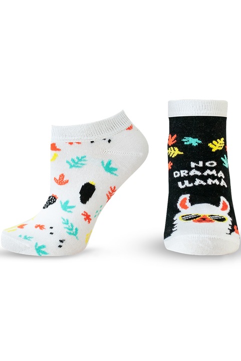 Мъжки дизайнерски чорапи с къс конч от пениран памук Agiva Happy Foottopia, Бял/Черен, 43-46
