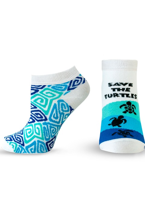 Дамски дизайнерски чорапи с къс конч от бамбук Agiva Happy Foottopia, Бял/Син/Тъмносин