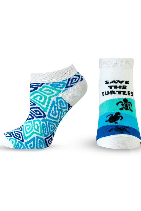 Дамски дизайнерски чорапи с къс конч от бамбук Agiva Happy Foottopia, Бял/Син/Тъмносин, 39-42