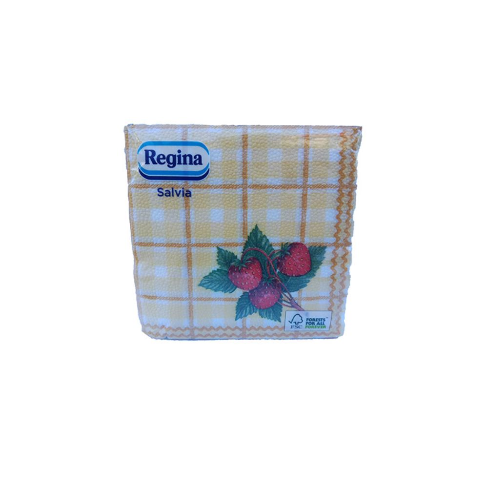 Pachet 45 de Servetele de Masa, Regina Salvia, Un Strat, Albe/Galbene, Model Capsuni
