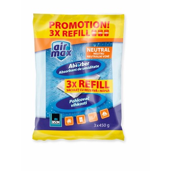Set de rezervе absorbant umiditate Airmax, 3 buc, Neutral, 3 x 450 g Set de rezervе absorbant umiditate Airmax, 3 buc, Neutral, 3 x 450 g
