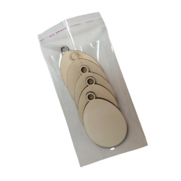 Set 5 bucati baza lemn ou blank , 8.5x5.5 cm