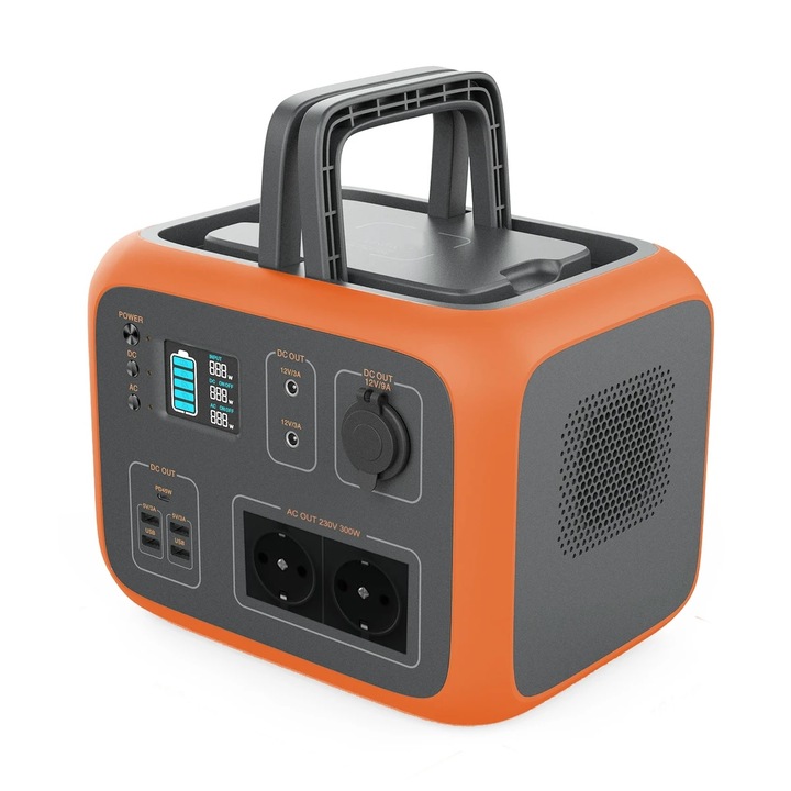 Външна батерия 45000mAh, PYRAMID®, 300W, Къмпинг, Риболов, Захранване за лаптоп, 4x USB, тип C, QI безжичен, вход за соларен панел, AC50S