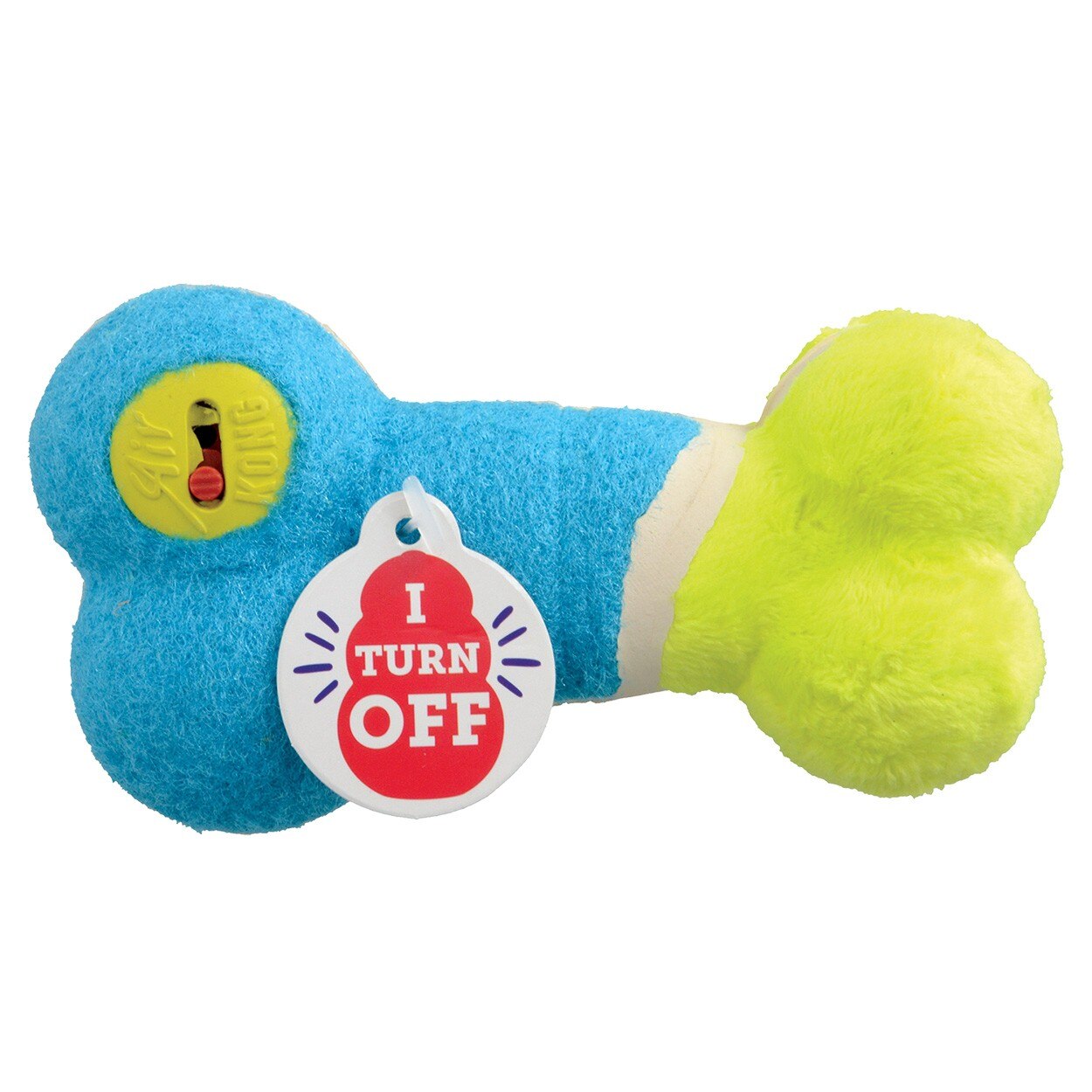 Jucarie medie pentru caini OFF/ON Squeaker, Kong, Verde/Albastru