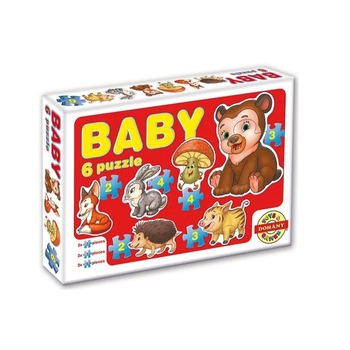 Puzzle clasic Baby, Dohany, Animale salbatice cu 6 imagini, 18 piese, 2 ani+, Multicolor Puzzle clasic Baby, Dohany, Animale salbatice cu 6 imagini, 18 piese, 2 ani+, Multicolor