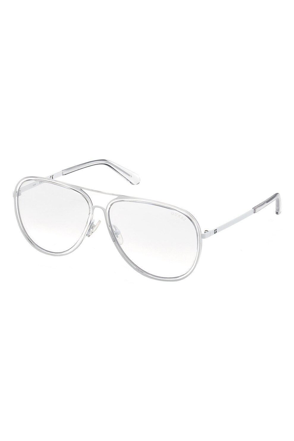 Guess, Ochelari de soare pilot cu rama metalica, Argintiu, 64-13-150 Standard
