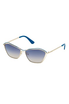 Guess, Ochelari de soare patrati cu rama metalica, Auriu/Albastru, 59-15-145 Standard Guess, Ochelari de soare patrati cu rama metalica, Auriu/Albastru, 59-15-145 Standard