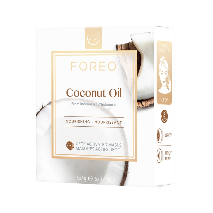 Masca faciala hranitoare pentru FOREO UFO/UFO mini cu Coconut Oil pentru ten uscat