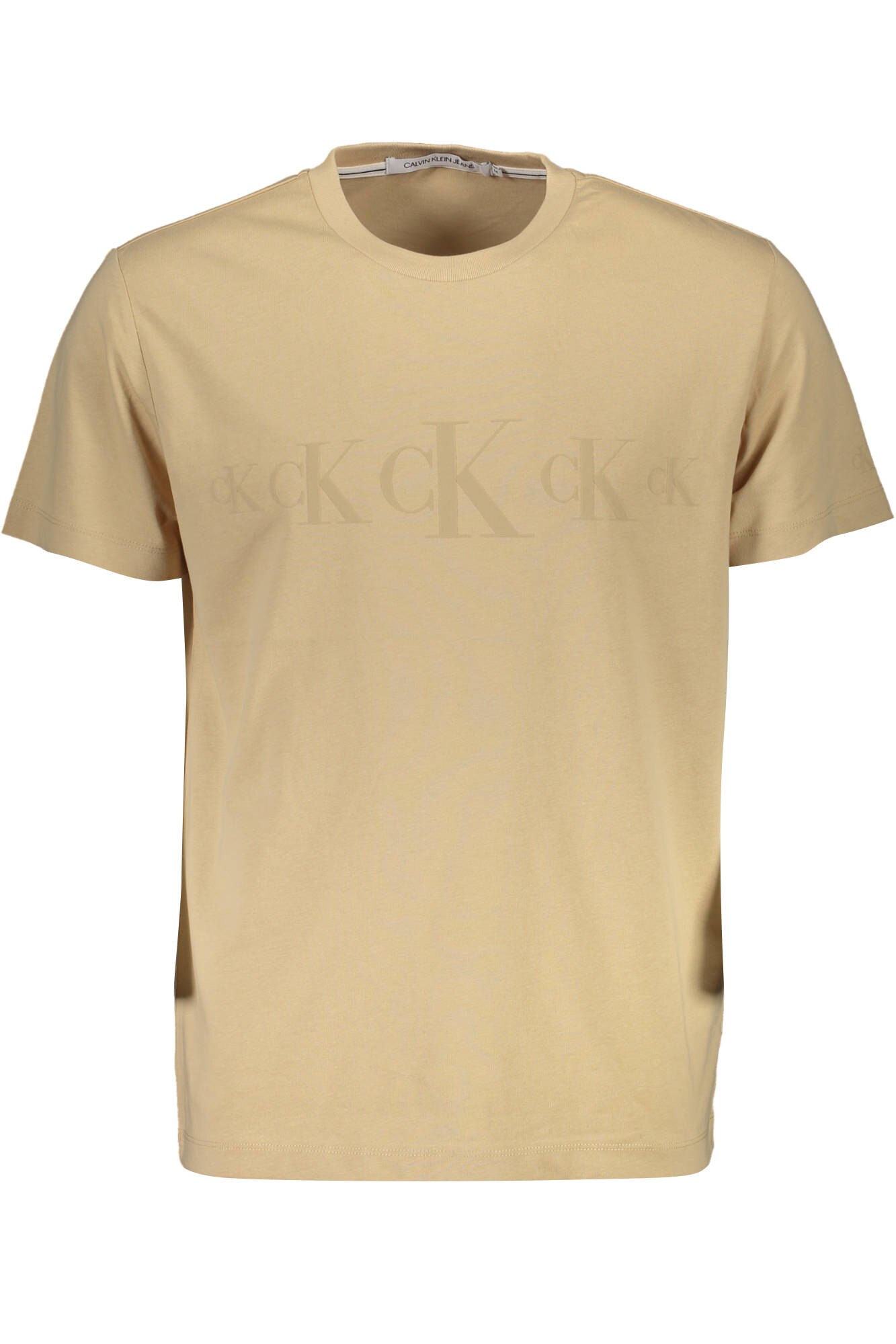 Tricou Barbati, Calvin Klein, Bej, CK Logo Piept, Bej, 2XL