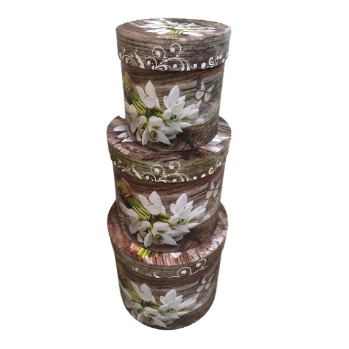 Set 3 cutii crem cu imprimeu floral, 420 g
