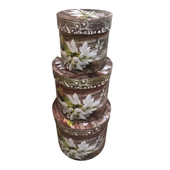 Set 3 cutii crem cu imprimeu floral, 420 g Set 3 cutii crem cu imprimeu floral, 420 g