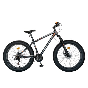 Bicicleta Fat Bike MTB Hercules 2619, brand VELORS, roata 26 inch, frana Disc fata/spate , echipare Shimano. 21 Viteze, gri cu portocaliu Bicicleta Fat Bike MTB Hercules 2619, brand VELORS, roata 26 inch, frana Disc fata/spate , echipare Shimano. 21 Viteze, gri cu portocaliu