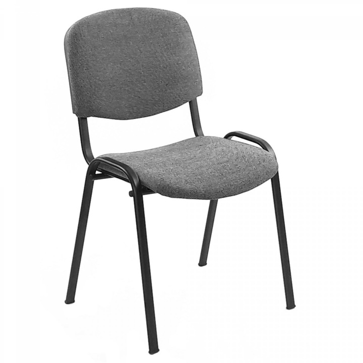 Scaun DacEnergy©, fix, dimensiune 84x53x53 cm, structura din otel, tapiterie din stofa, culoare gri deschis