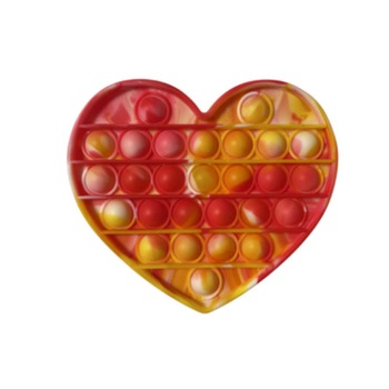 Jucarie antistres din silicon, Pop it now, forma inima Pastel Rosu/Galben/Alb, 13 cm, Urban Trends ® Jucarie antistres din silicon, Pop it now, forma inima Pastel Rosu/Galben/Alb, 13 cm, Urban Trends ®