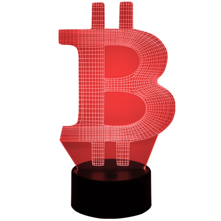 Lampa LED, Bitcoin, letter, 3D Night Light, 16 culori, RGB, cu telecomanda, cu touch