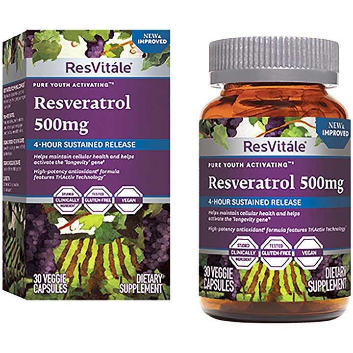 ResVitale™ Resveratrol 500 mg, Quercetina 40 mg, 30 Capsule