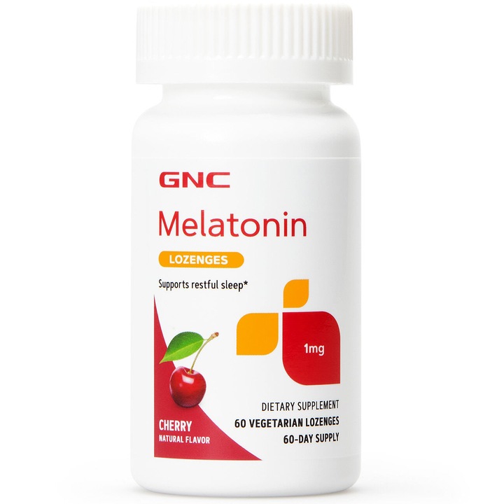 GNC Melatonin 1 mg, cu Aroma de Cirese, 60 tablete