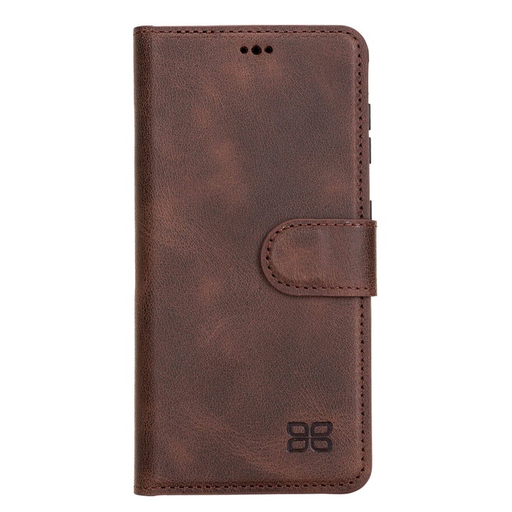 Husa pentru Samsung Galaxy S21 Plus, Bouletta Magic Wallet, piele naturala 2 in 1, tip portofel + back cover, Maro Tiguan brown