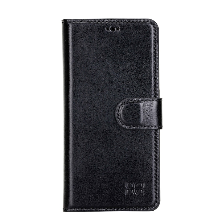 Husa pentru Samsung Galaxy S21 Plus, Bouletta Magic Wallet, piele naturala 2 in 1, tip portofel + back cover, Negru rustic