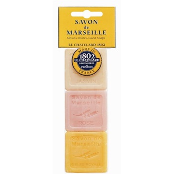 Set Cadou Sapun Natural de Marsilia 3x30g Iasomie Trandafir Laptisor Matca Le Chatelard 1802 Voiaj Hotelier HoReCa Marturii Set Cadou Sapun Natural de Marsilia 3x30g Iasomie Trandafir Laptisor Matca Le Chatelard 1802 Voiaj Hotelier HoReCa Marturii