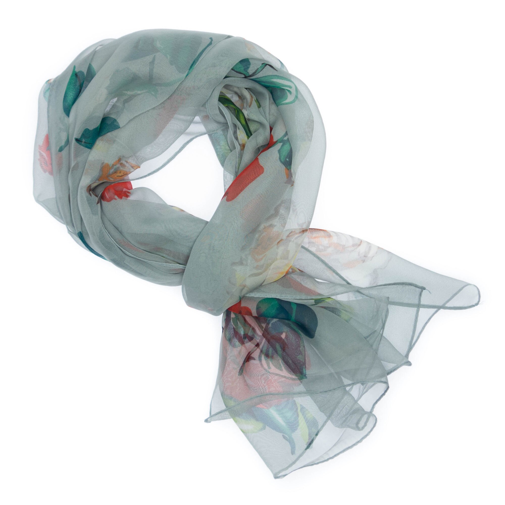 Esarfa de dama, Buticcochet, Gri cu trandafiri colorati - ES638