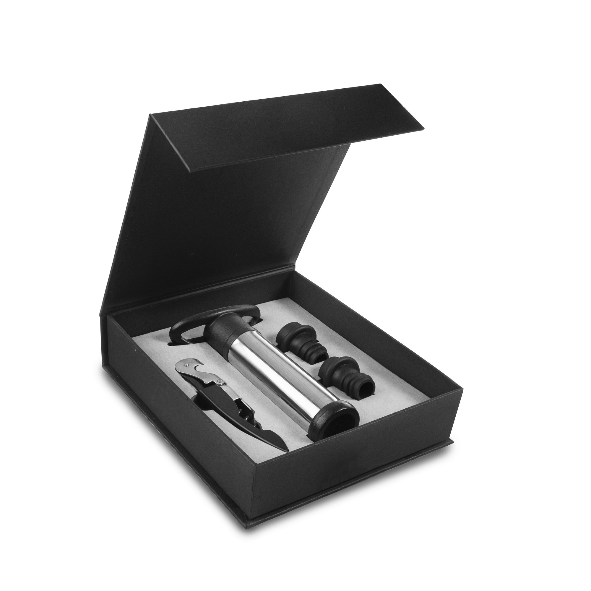 Set 4 accesorii vin Ibili-Barware, otel inoxidabil/plastic, negru/argintiu