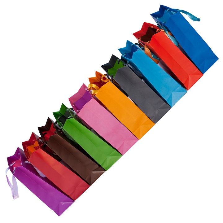 Комплект Подаръчни торбички Dazoriginal със сатенени дръжки, 10 бр, Многоцветен, 27х16х8см