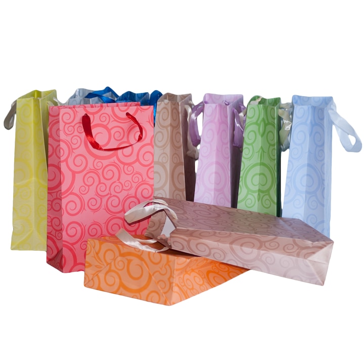 Комплект Подаръчни торбички Dazoriginal със сатенени дръжки, 10 бр, Различни цветове, 27х16х8см