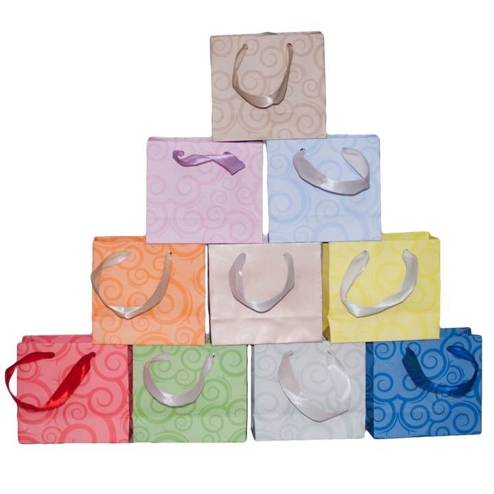 Комплект Подаръчни торбички Dazoriginal със сатенени дръжки, 10 бр, Различни цветове, 12х11х8см
