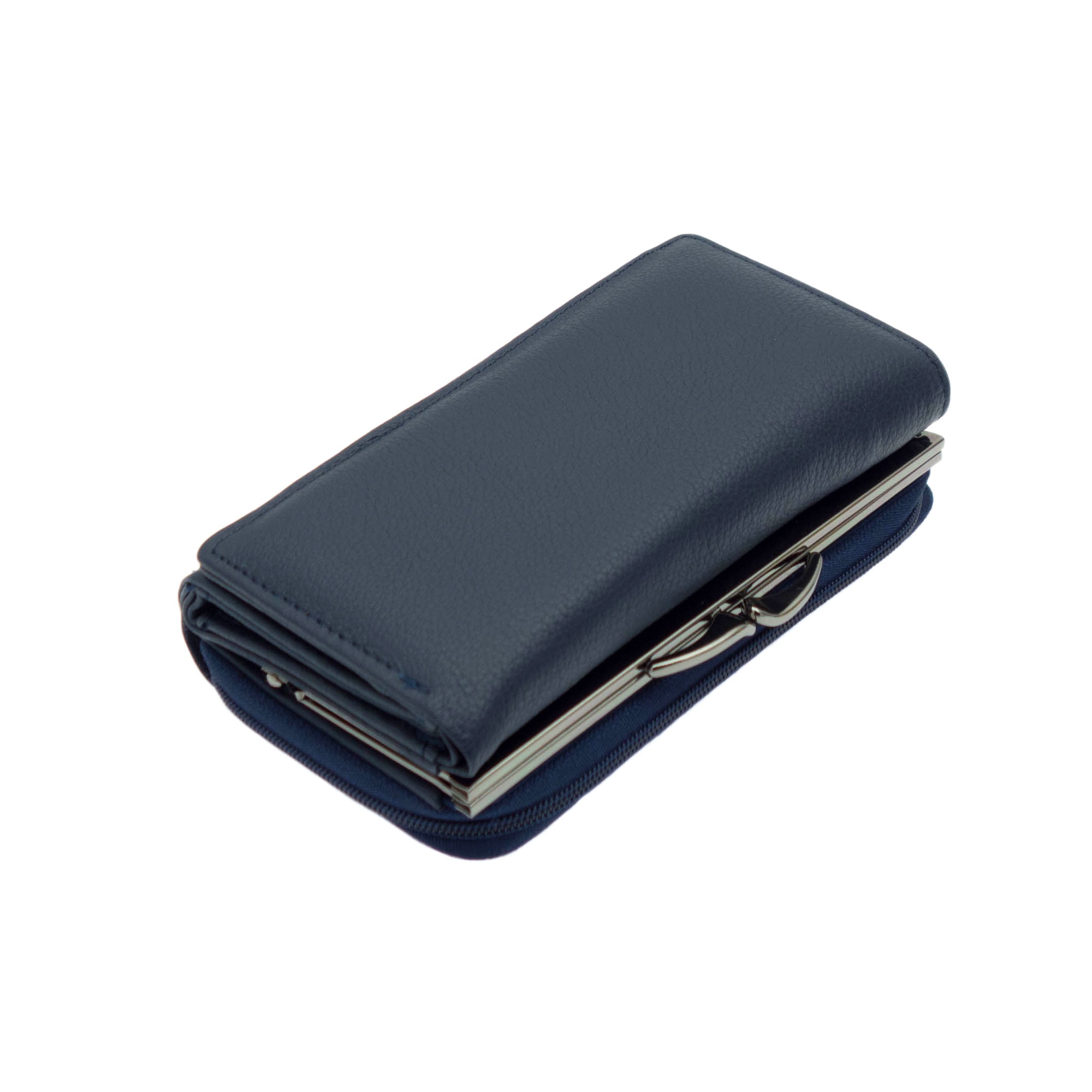 Portofel dama, Bleumarin, din piele naturala, TITA, 14 x 8 x 4 cm - PR347