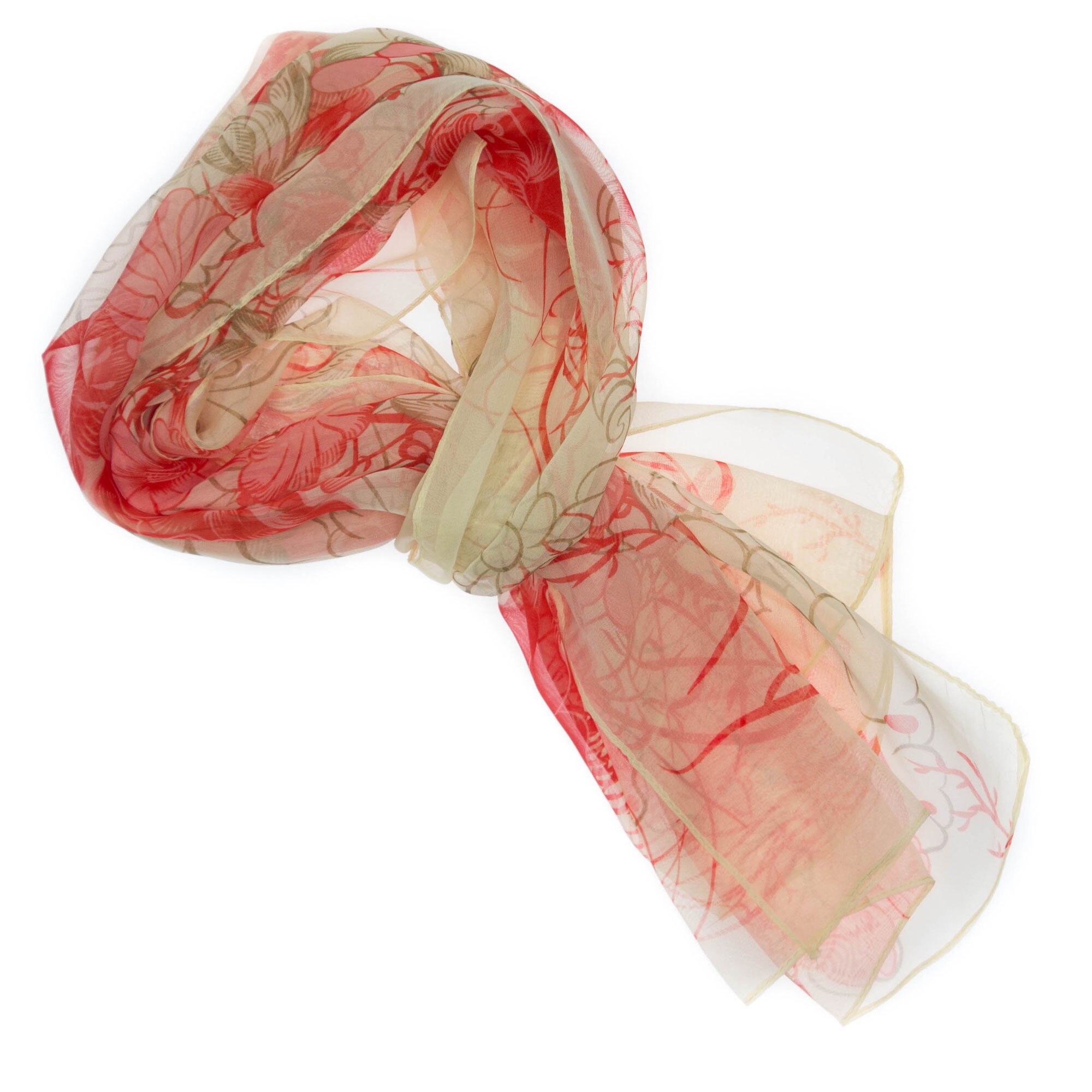 Esarfa de dama, Buticcochet, Crem cu imprimeu floral - ES636