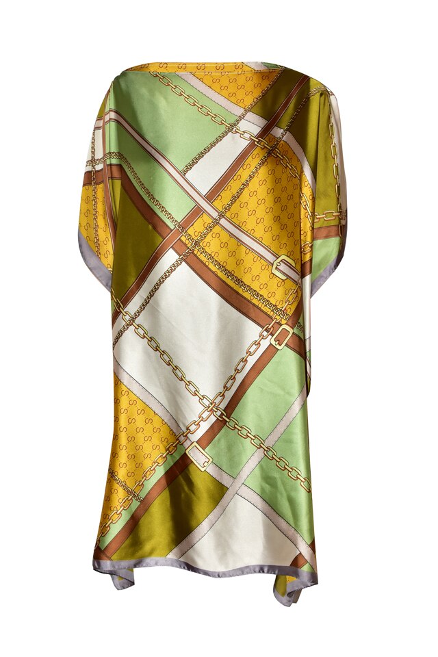 Rochie tip poncho casual dama, Verde/Galben, One Size