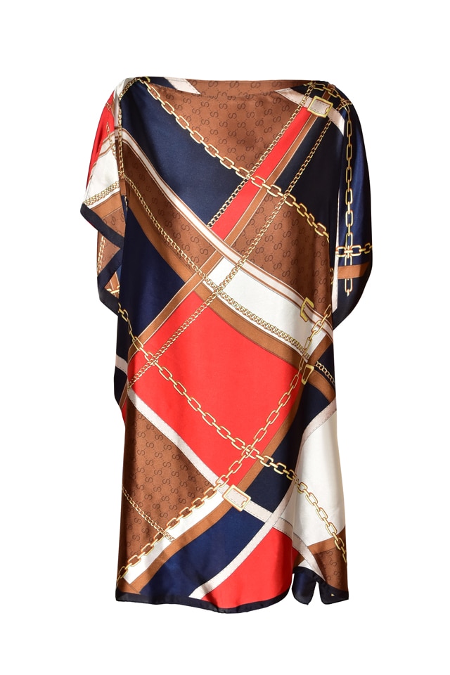 Rochie tip poncho casual dama, Rosu/Bleumarin, One Size