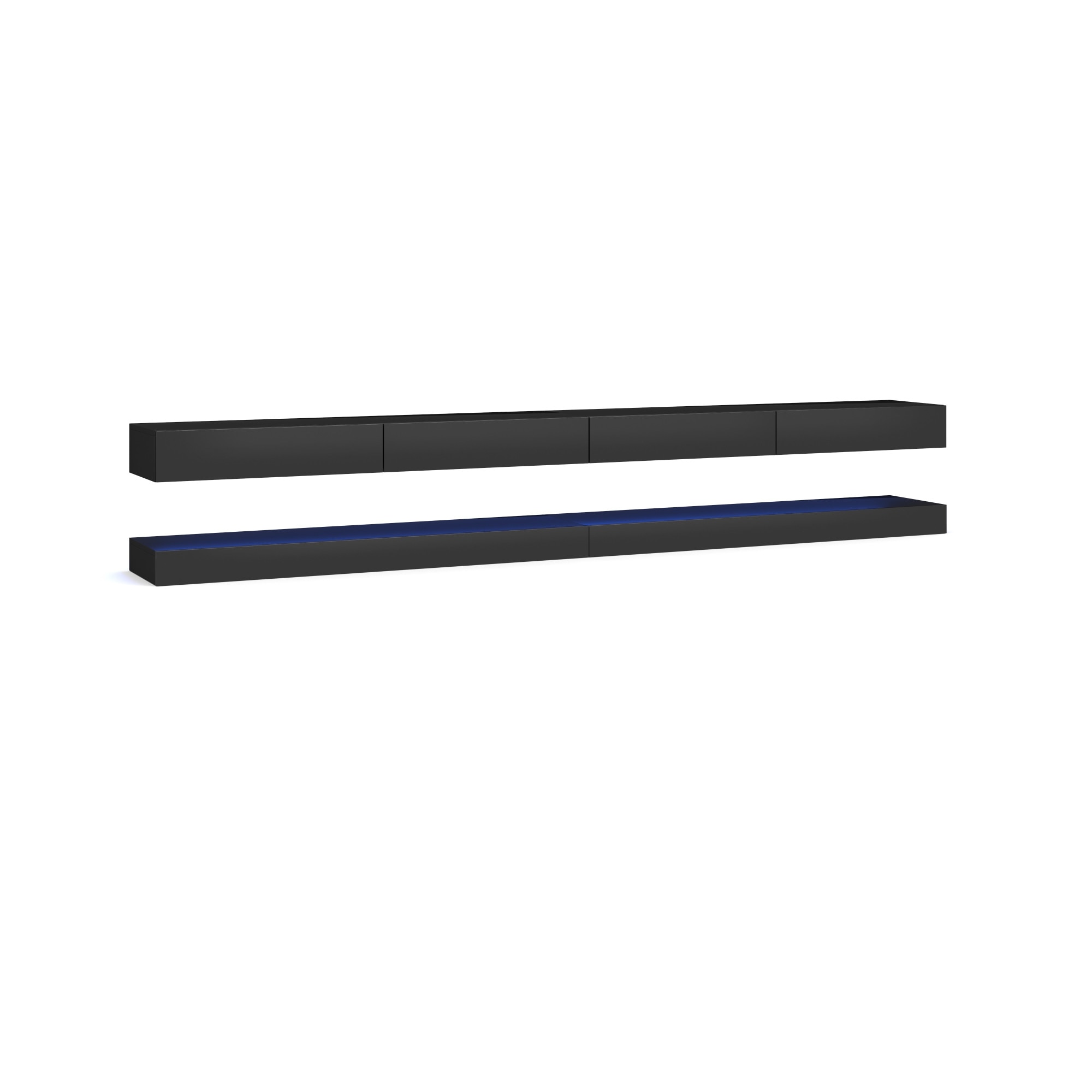 Comoda TV, Vivaldi, Fly double, LED, Negru, 2X140 cm lungime