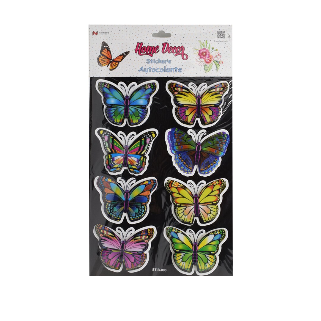 Set 8 stickere decorative autocolante 3D, Naimeed D387-003, model Fluture 37 x 25 cm