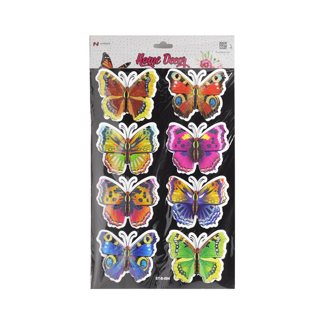 Set 8 stickere decorative autocolante 3D, Naimeed D387-004, model Fluture 37 x 25 cm