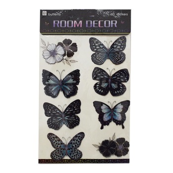 Set 8 stickere decorative autocolante 6D, Naimeed D392-008, model Fluture 67 x 36 cm Set 8 stickere decorative autocolante 6D, Naimeed D392-008, model Fluture 67 x 36 cm