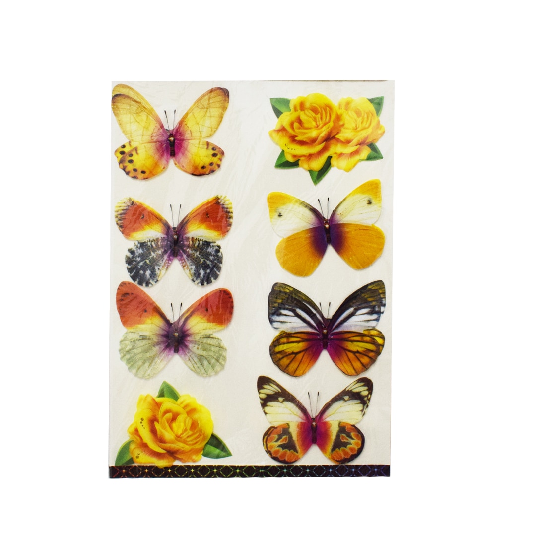 Set 8 stickere decorative autocolante 6D, Naimeed D392-001, model Fluture 67 x 36 cm