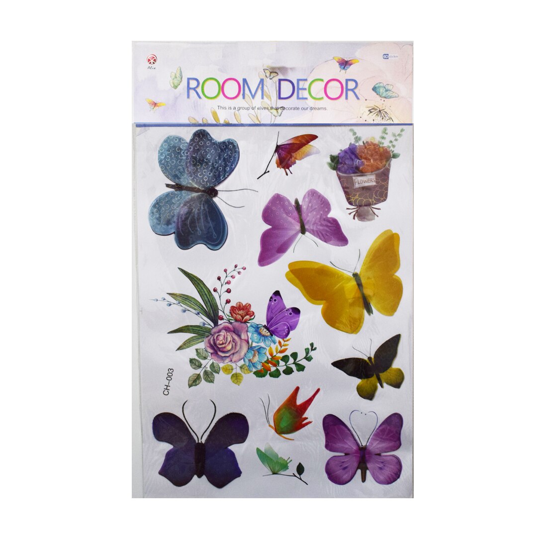 Sticker decorativ autocolant 6D, Naimeed D2946-003, model Fluturi, 19 x 30 cm