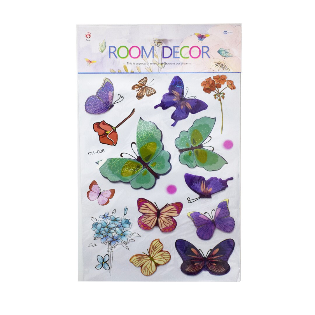 Sticker decorativ autocolant 6D, Naimeed D2946-006, model Fluturi, 19 x 30 cm