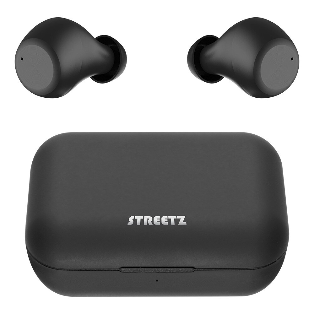 Casti Bluetooth STREETZ Wireless Stereo, BT 5, TWS, cutie de incarcare 500 mAh, negru