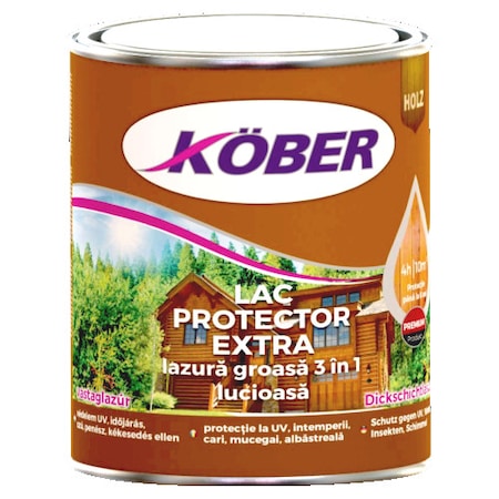 Lac protector extra 3 in 1 pentru lemn KOBER incolor 0.75L