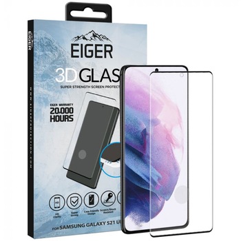 Folie de protectie Eiger Sticla 3D Case Friendly pentru Samsung Galaxy S21 Ultra Clear Black , 0.33mm, 9H, oleophobic Folie de protectie Eiger Sticla 3D Case Friendly pentru Samsung Galaxy S21 Ultra Clear Black , 0.33mm, 9H, oleophobic