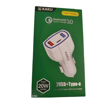 Incarcator Auto Fast Charging KaKu, 3.0 A , 20W Power, Protectie Inteligenta , Universal 2 X port USB plus Tip -C Incarcator Auto Fast Charging KaKu, 3.0 A , 20W Power, Protectie Inteligenta , Universal 2 X port USB plus Tip -C