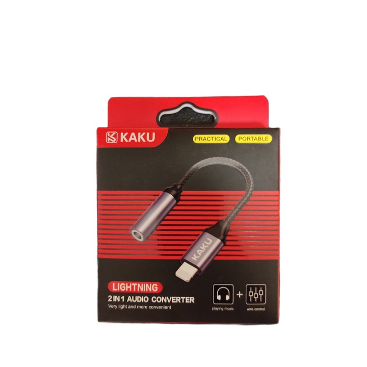 Adaptor Iphone Jack 3.5 mm- lightning, Black