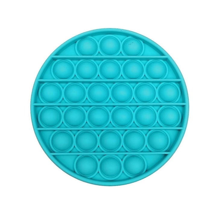 Push Pop Bubble Fidget játék, Pop It, stresszoldó, szilikon, kerek, kék, 1,5 x 12,5 cm