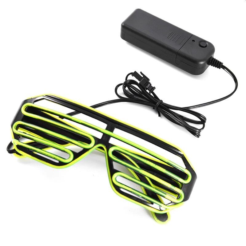 Ochelari Shutter, ProCart, fir El Wire, invertor, 3 moduri iluminare in 2 culori, alb-verde
