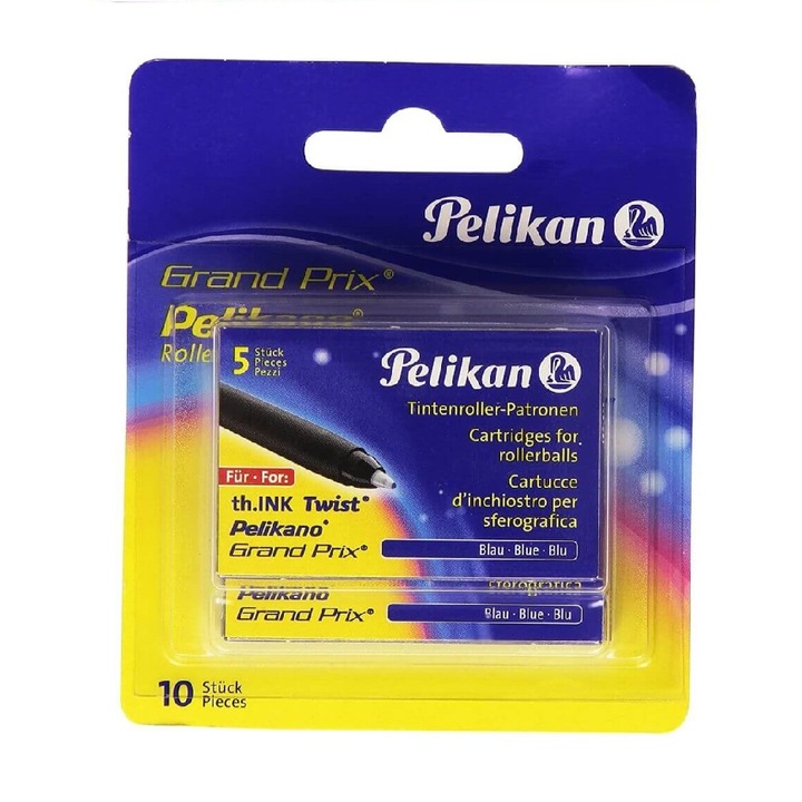 Rezerve albastre pentru inkroller pelikan grand prix, 2x set 5, blister