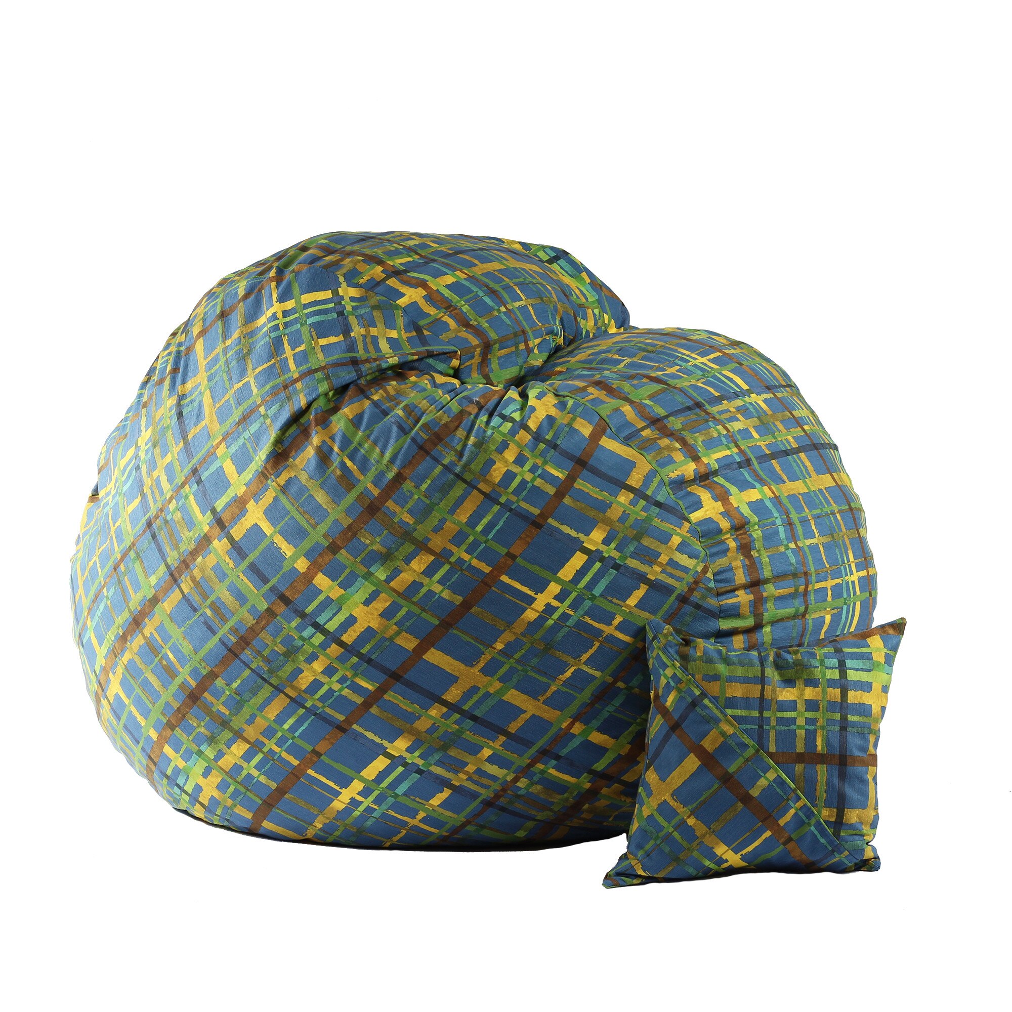 Fotoliu King Size cu Perna decorativa, Day in The Park (Gama Premium Textil) umplut cu fulgi de burete memory mix